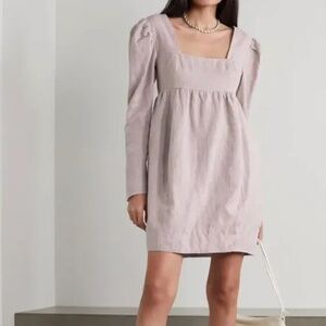 GANNI Long Sleeve Lilac Hemp Mini Dress